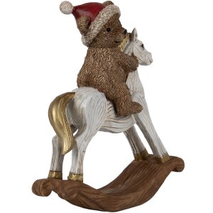 Clayre & Eef 6PR4169 Décoration Ours sur cheval à bascule 12x4x14 cm