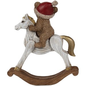 Clayre & Eef 6PR4169 Décoration Ours sur cheval à bascule 12x4x14 cm
