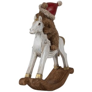 Clayre & Eef 6PR4169 Décoration Ours sur cheval à bascule 12x4x14 cm