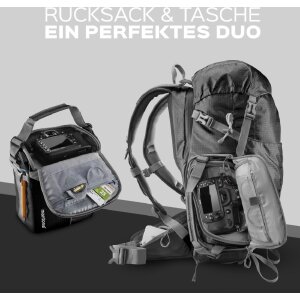 Mantona Elements Outdoor Sac à dos Noir 2en1 Sac pour appareil photo accès latéral
