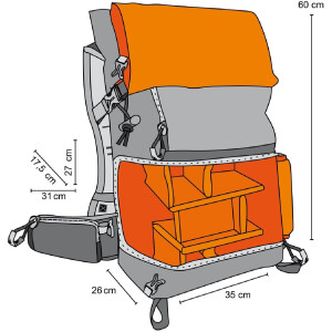 Mantona ElementsPro 50 sac à dos pour appareil photo gris orange pour la photographie en extérieur