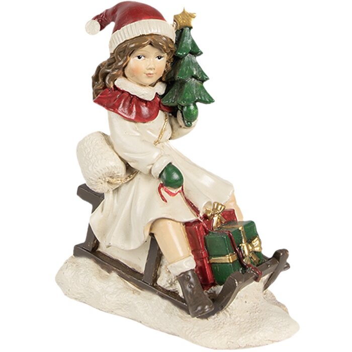 Clayre & Eef 6PR4183 Décoration Enfant sur luge 10x6x12 cm