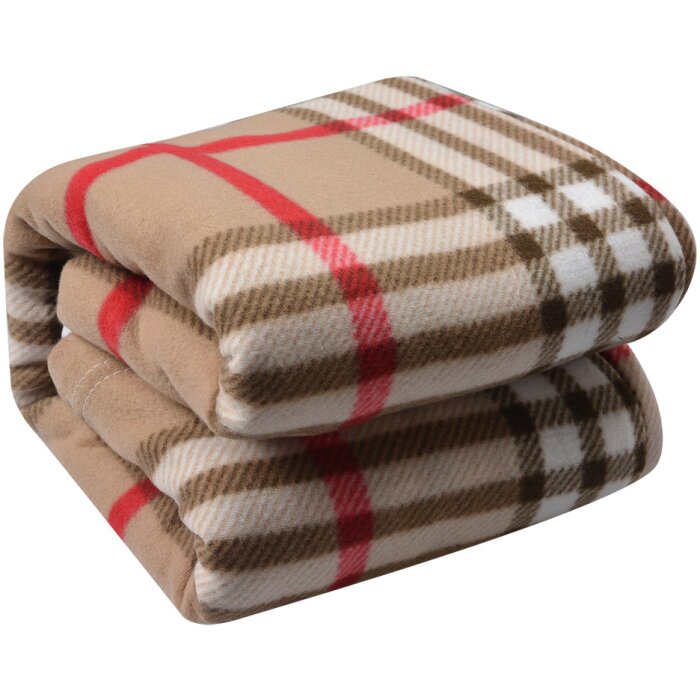 Clayre & Eef KT060.151 Plaid Beige Rouge Motif à carreaux 180x200 cm Polyester