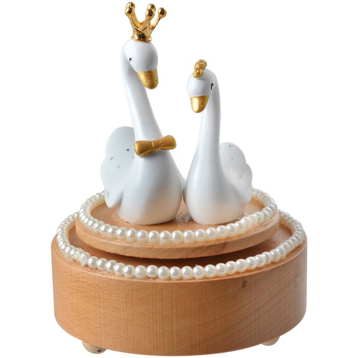 Clayre & Eef 65668 Boîte à musique Cygnes Ø 11x15 cm