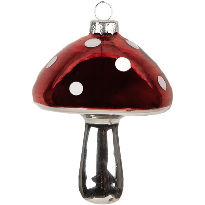 Clayre & Eef 6GL4646 Boule de Noël champignon Ø 7x9 cm