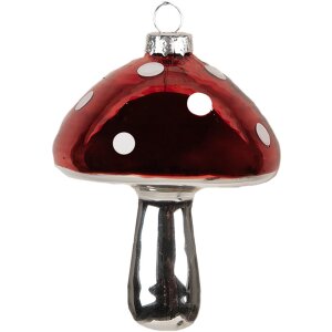 Clayre & Eef 6GL4646 Boule de Noël champignon Ø 7x9 cm