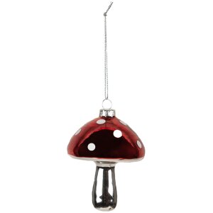 Clayre & Eef 6GL4646 Boule de Noël champignon Ø 7x9 cm