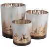 Clayre & Eef 6GL4659 Set de 3 photophores blanc or Ø 7x8/9x10/10x12 cm