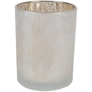 Clayre & Eef 6GL4666 Set de 3 supports pour bougies à chauffe-plat blanc or Ø 7/9/10 cm verre