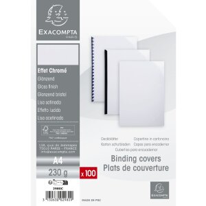 Exacompta Pack de 100 couvertures Chromolux 230g/m² DIN A4 blanc
