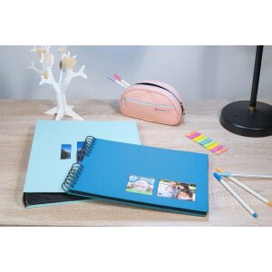 Exacompta Album photo à spirales MILANO bleu 32x22 cm 50 pages noires 250g/m