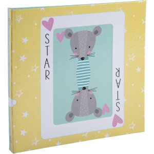 Exacompta Album photo 25x25cm 30 pages blanc motif carte de jeu fantaisie jaune vert