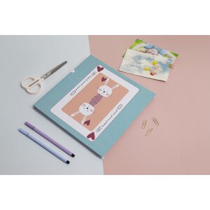 Exacompta 16115E Album photo 30 pages rose/bleu Carte à jouer fantaisie