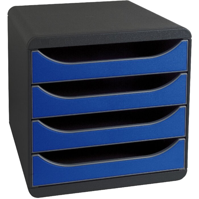 Exacompta Boîte à tiroirs Big Box 4 tiroirs ouverts Iderama bleu royal