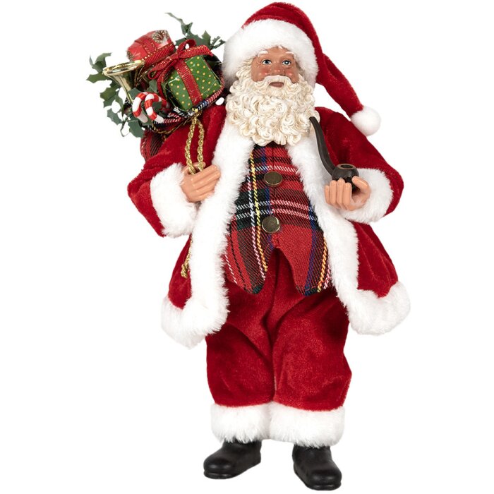 Clayre & Eef 65596 Père Noël Décoration 27 cm Rouge Classique Textile Plastique