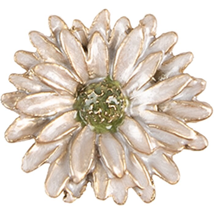Clayre & Eef 65738 Bouton de porte Fleur Blanc Or Ø 4x3 cm Métal Botanique