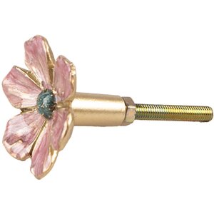 Clayre Eef Bouton de porte Fleur rose Ø 4x3 cm Fer Métal Style botanique