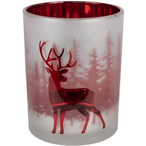 Clayre & Eef 6GL4665 Set de 3 photophores blanc rouge...