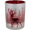 Clayre & Eef 6GL4665 Set de 3 photophores blanc rouge Ø7x8 Ø9x10 Ø10x12 cm
