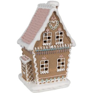 Clayre Eef Maison en pain dépices avec LED 13x10x21 cm Marron Polyrésine Maison de Noël