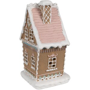 Clayre Eef Maison en pain dépices avec LED 13x10x21 cm Marron Polyrésine Maison de Noël