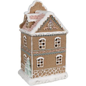 Clayre & Eef Maison en pain dépices avec LED 12x9x20 cm Polyrésine Noël