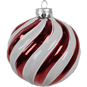 Clayre Eef Boule de Noël en verre Rouge Blanc...