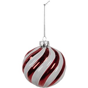 Clayre Eef Boule de Noël en verre Rouge Blanc...