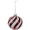 Clayre Eef Boule de Noël en verre Rouge Blanc Ø10 cm Classique Décorations de sapin de Noël