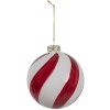 Clayre Eef Boule de Noël en verre Ø 8x8 cm Rouge Blanc Décoration de sapin classique