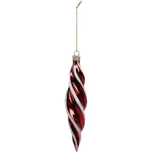 Clayre & Eef Boule de Noël 4x17 cm Rouge Blanc...