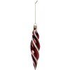 Clayre & Eef Boule de Noël 4x17 cm Rouge Blanc Verre Tourné