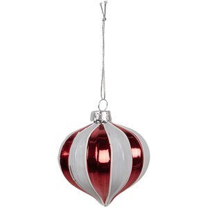 Clayre Eef Boule de Noël Ø 8x8 cm Rouge Blanc...