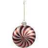 Clayre Eef Boule de Noël en verre Rouge Blanc 8x3x8 cm Classique Décoration de Noël