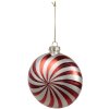 Clayre Eef Boule de Noël 10x4x10 cm Rouge Blanc Verre festif élégant