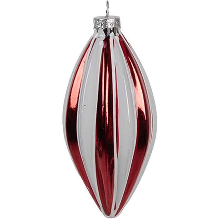 Clayre Eef 6GL4638 Boule de Noël Ø 6x13 cm Rouge Blanc Verre Décoration darbre de Noël
