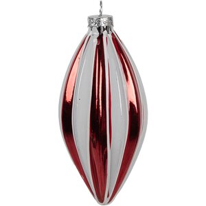 Clayre Eef 6GL4638 Boule de Noël Ø 6x13 cm Rouge Blanc Verre Décoration darbre de Noël