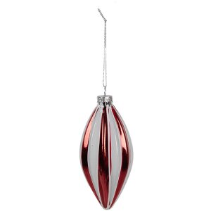 Clayre Eef 6GL4638 Boule de Noël Ø 6x13 cm Rouge Blanc Verre Décoration darbre de Noël