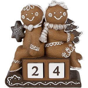 Clayre Eef Figurine de décoration de Noël Père Noël en pain dépice 11x4x13 cm brun