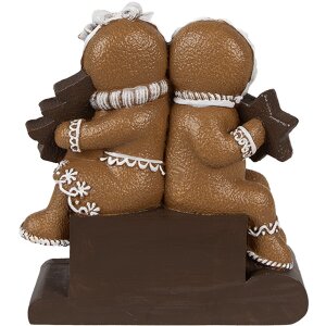 Clayre Eef Figurine de décoration de Noël Père Noël en pain dépice 11x4x13 cm brun