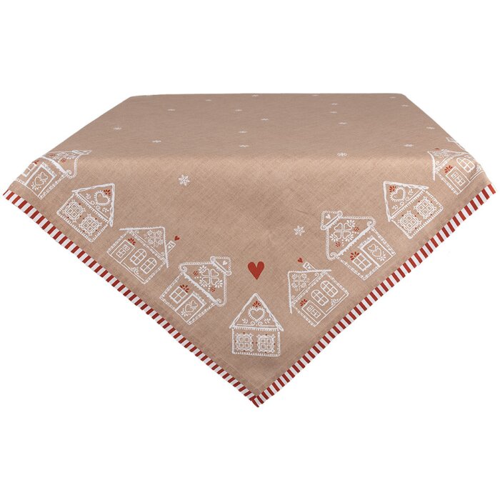 Clayre Eef Nappe Maison en pain dépices 100x100 cm brun coton style campagnard