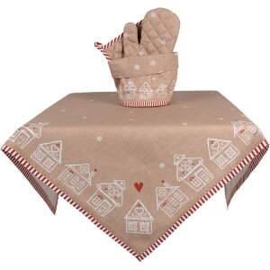Clayre Eef Nappe Maison en pain dépices 100x100 cm brun coton style campagnard