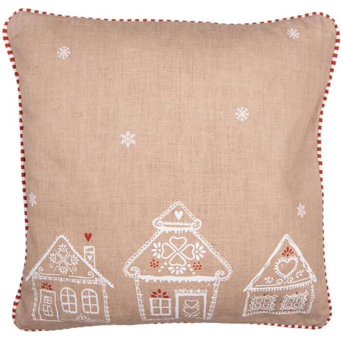 Clayre Eef GBB21 Taie doreiller Maison en pain dépice Marron Blanc 40x40 cm Coton Campagne