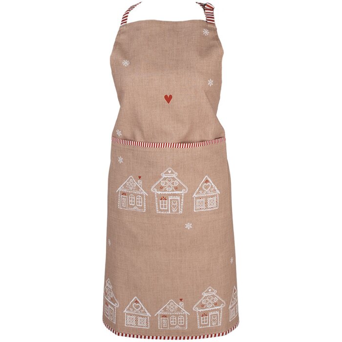 Clayre Eef Tablier de cuisine Maison en pain dépices Marron 70x85 cm Coton Noël