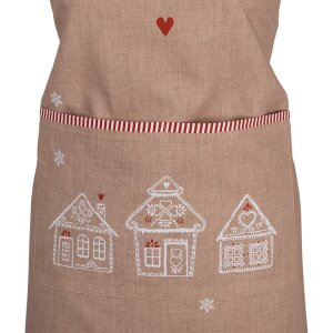 Clayre Eef Tablier de cuisine Maison en pain dépices Marron 70x85 cm Coton Noël