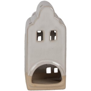 Clayre & Eef Bougeoir Maison Beige Céramique 7x6x14 cm Style campagne