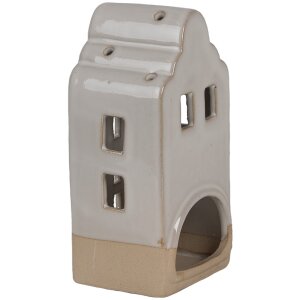 Clayre & Eef Bougeoir Maison Beige Céramique 7x6x14 cm Style campagne
