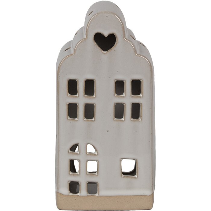 Clayre & Eef 6CE1790 Porte-bougie en porcelaine Maison Beige 9x8x18 cm style campagnard