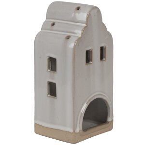 Clayre & Eef 6CE1790 Porte-bougie en porcelaine Maison Beige 9x8x18 cm style campagnard