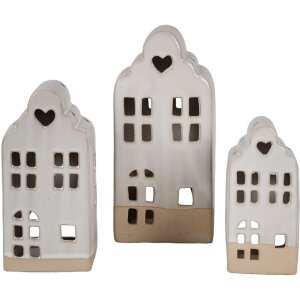 Clayre & Eef 6CE1790 Porte-bougie en porcelaine Maison Beige 9x8x18 cm style campagnard